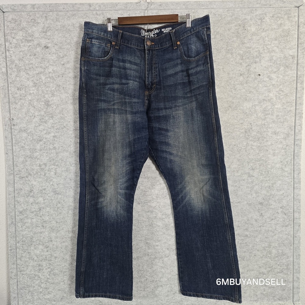 Wrangler Retro Relaxed Bootcut Jeans Mens 38x32 Fits 38x29.5 Dark Wash 10WRTJHJH - Picture 2 of 14